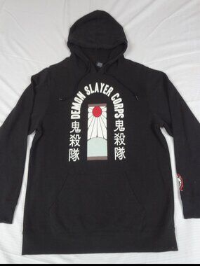 DEMON SLAYER CORPS ANIME BLACK PULLOVER HOODIE JACKET SIZE XL L806